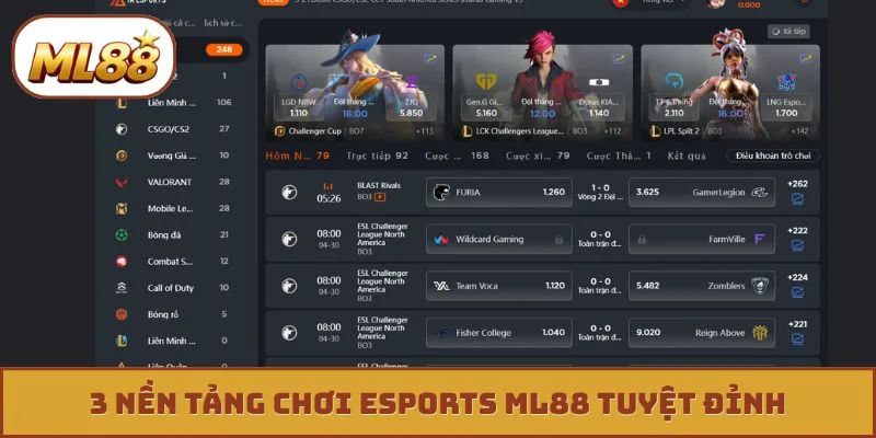 Esports ML88 3 nền tảng chơi Esports ML88 tuyệt đỉnh