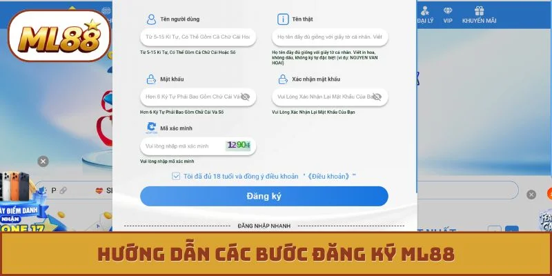 Hướng dẫn các bước đăng ký ML88