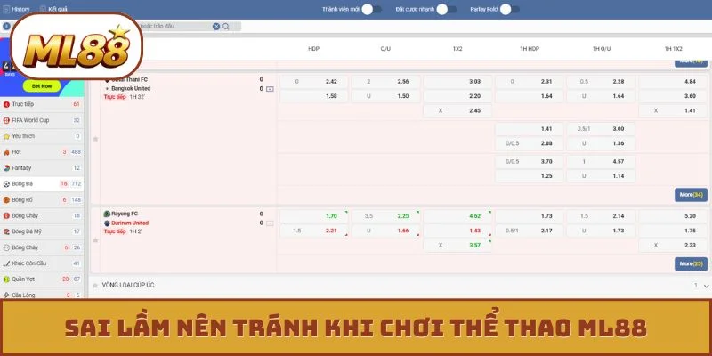 Thể thao ML88 Sai lầm nên tránh khi chơi thể thao ML88